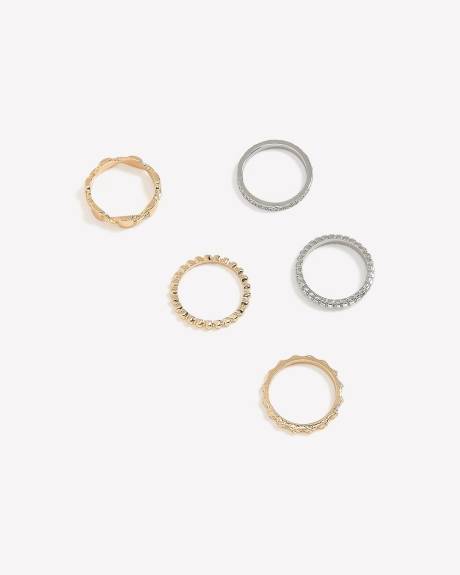 Assorted Textured Rings, Set of 5