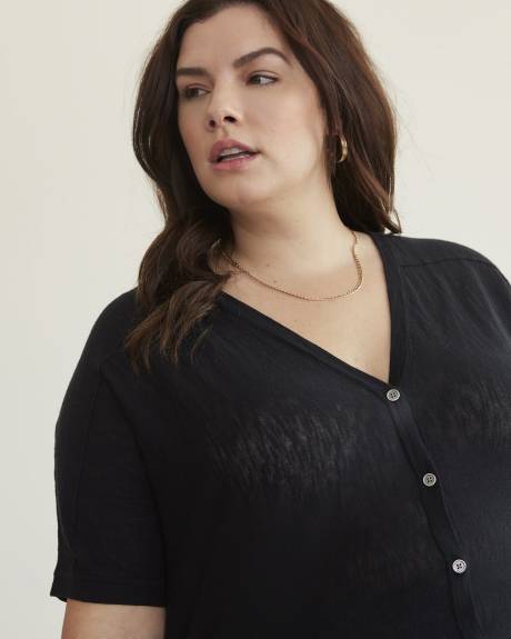 Short Cardigan Cocoon-Shape with 3/4-Sleeve