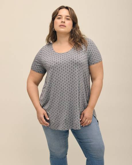 Responsible, Printed Modern Short-Sleeve Scoop Neck Tunic
