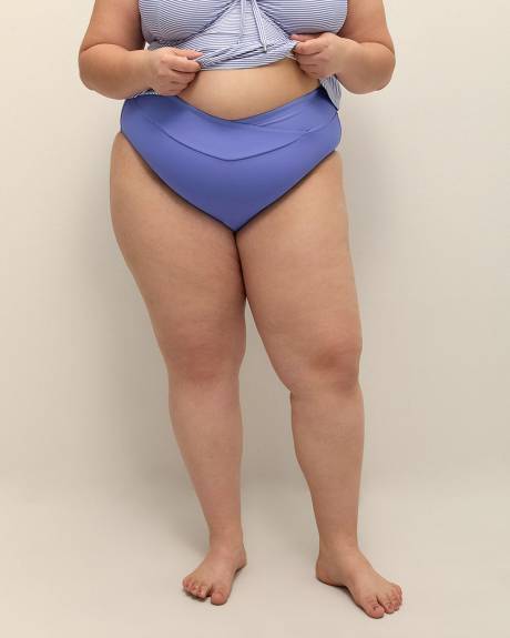 Blue High-Waisted Crisscross Swim Brief