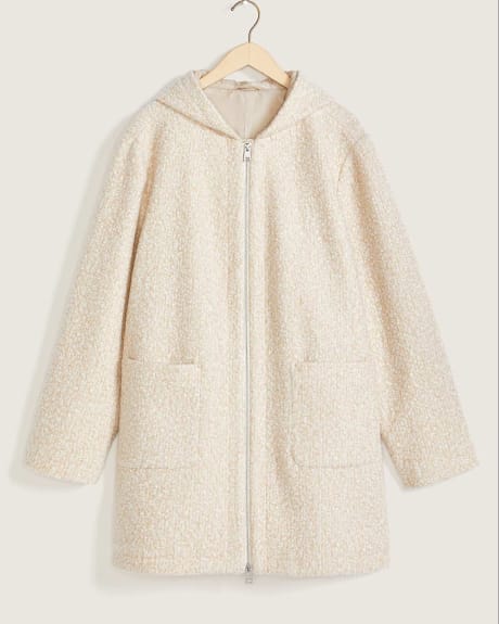 Knee-Length Hooded Sherpa Coat - In Every Story
