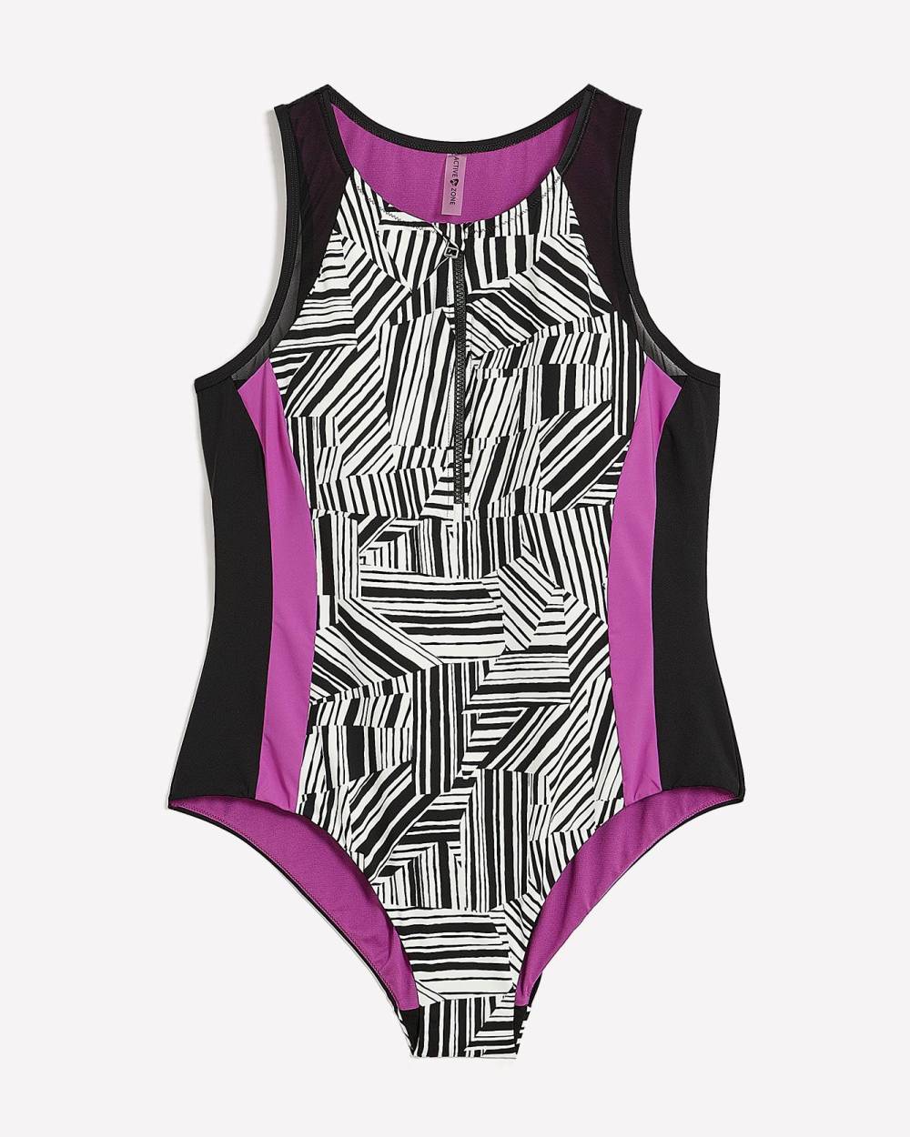 Printed OnePiece Swimwear with Half Zipper Active Zone Penningtons