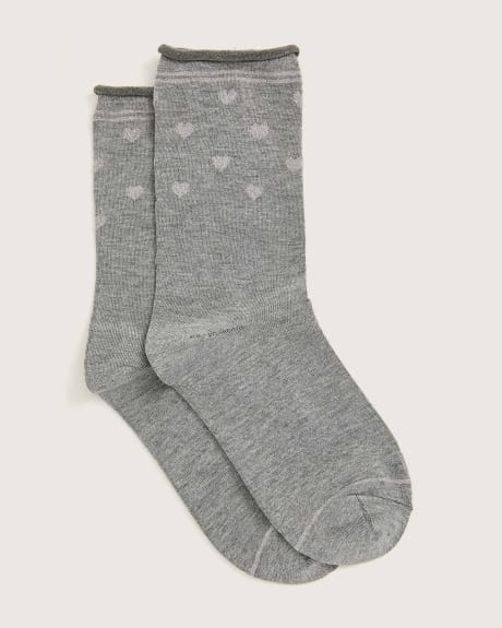 Printed Rolled Edge Socks With Lurex - In Every Story