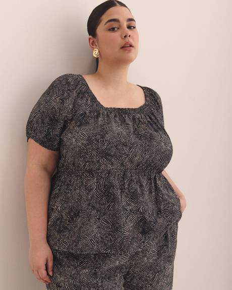 Blouse à encolure carrée avec manches courtes ballon