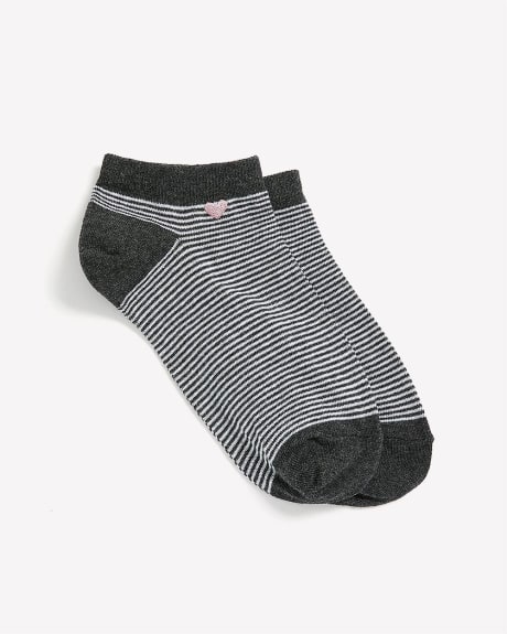 Ankle Socks with Stripes and Heart Print