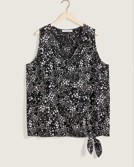Printed Sleeveless V-Neck Blouse - In Every Story