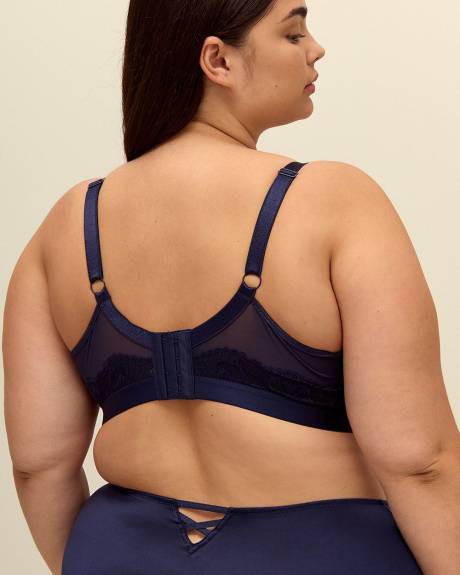 Blue Lace Unlined Underwire Plunge Bra - Déesse Collection