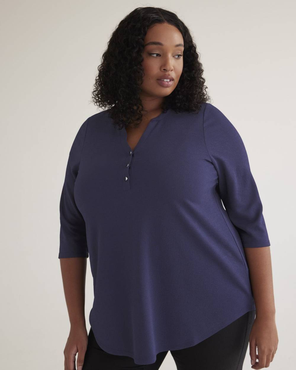 A-Line Knit Tunic with 3/4-Sleeves