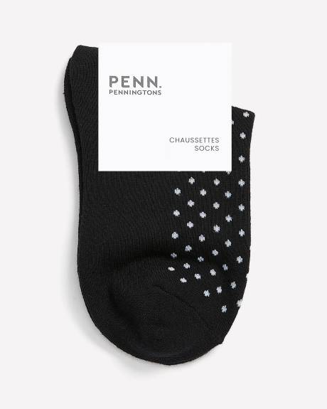 Lettuce-Edge Short Crew Socks, Dotted Print
