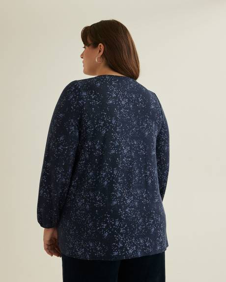 Long Ballon Sleeve Swing Knit Top