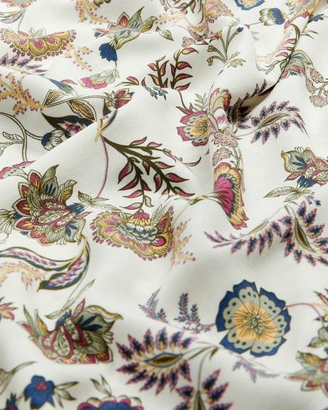 Robe longue fleurie cintrée et évasée, tissu responsable