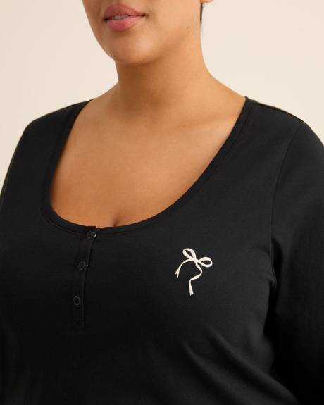 Black Modern-Fit Long-Sleeve Pyjama T-Shirt - ti Voglio