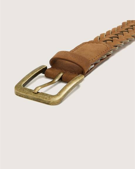 Ceinture tressée cognac en faux suède
