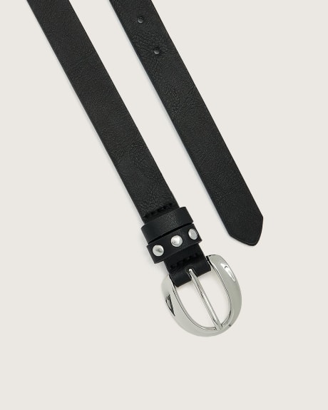 Black Skinny Belt with Studded Loop