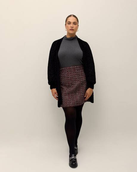 Grey Long-Sleeve Turtleneck Knit Top