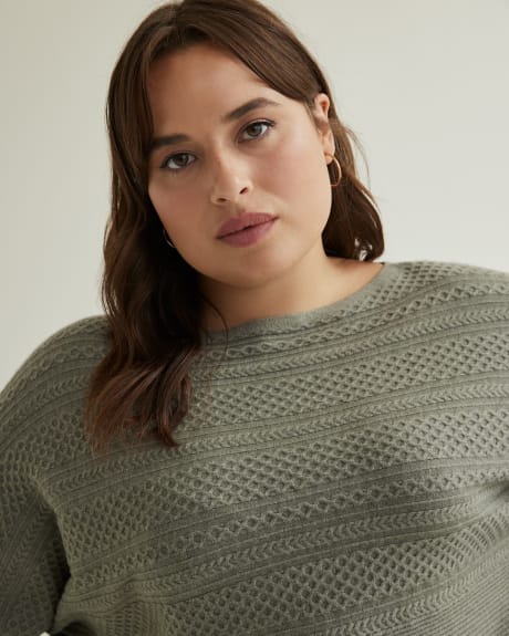 Cable Knit Sweater with Dolman Sleeves