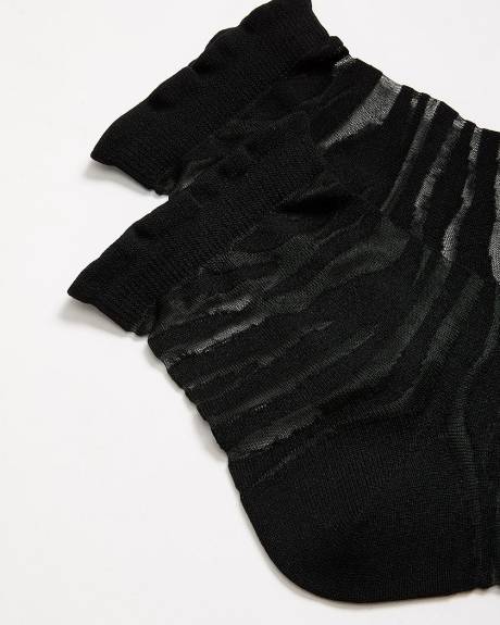 Chaussettes courtes noires en maille à motif zébré