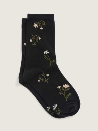Crew Socks with Botanical Floral Print