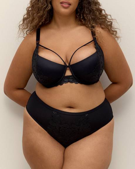 Black Cheeky Brief with Lace - Déesse Collection