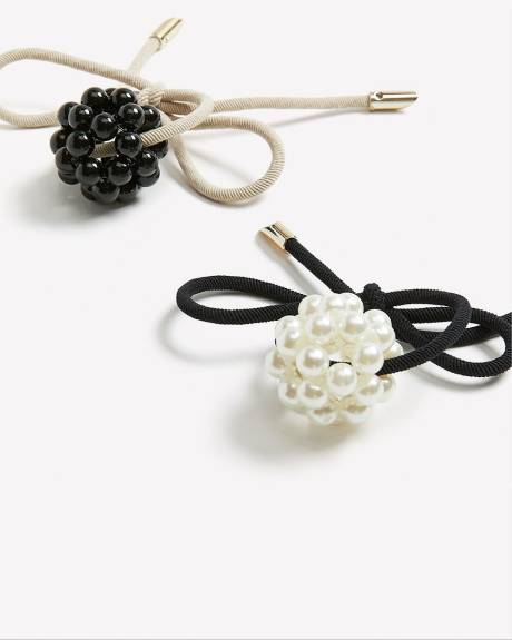 Hair Elastics with Pearls, Set of 2