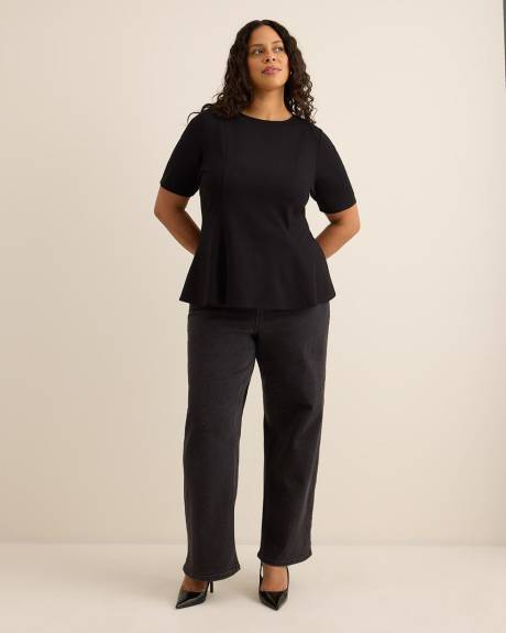 Fit and Flare Crewneck Knit Top