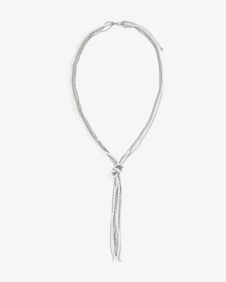 Long Knotted Necklace with Pearls