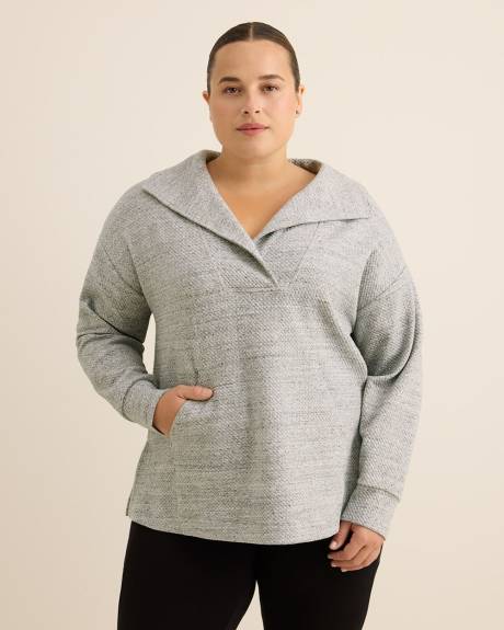 Pull texturé chiné avec col large - Active Zone