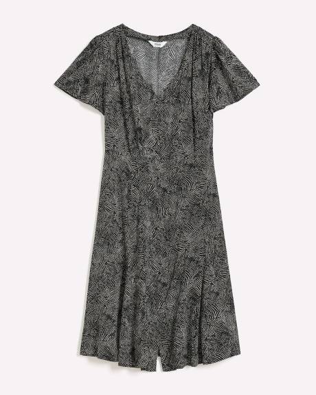 Robe à manches à volants et encolure en V, tissu responsable