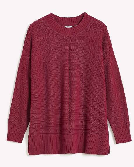 Cotton Sweater with Ottoman Stitches