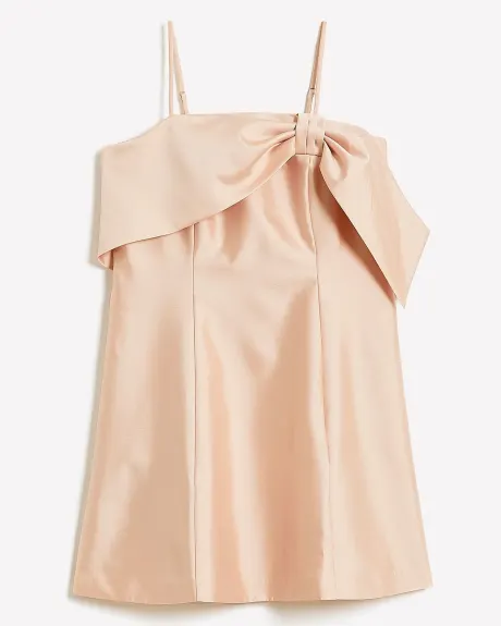 Sleeveless Short Dress with Bow Detail - Addition Elle