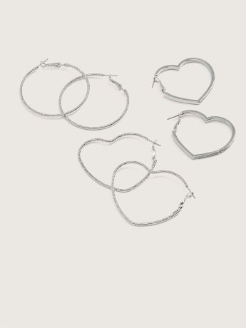 Boucles d'oreilles anneaux de Saint-Valentin, ens. de 3