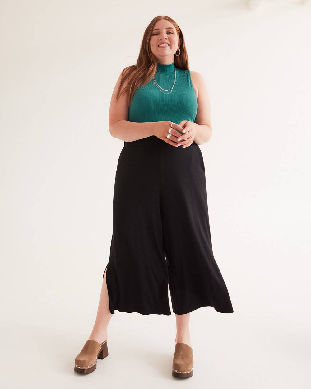 Black Knit Gaucho Pant