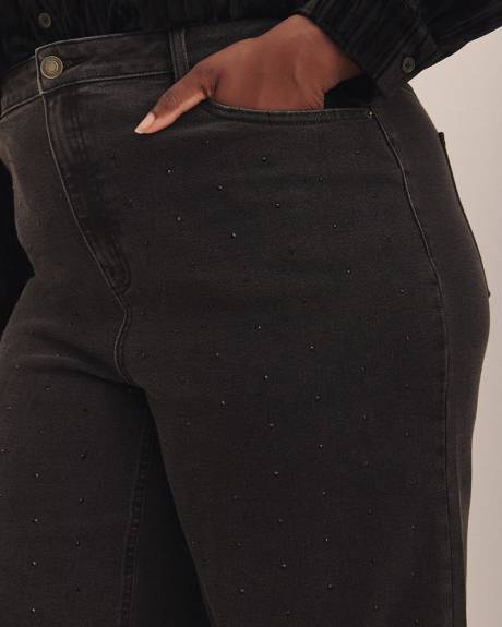 Classic Black High-Rise Wide-Leg Embellished Jean - d/C JEANS