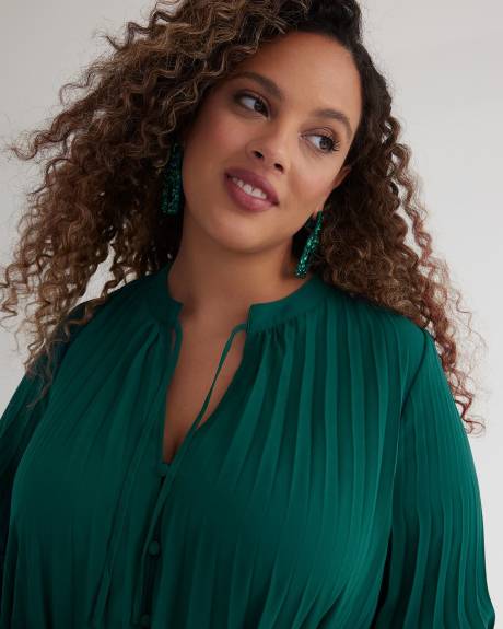 Blouse boutonnée au fini soyeux plissé, tissu responsable