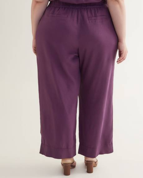 Linen Blend Wide-Leg Pull-On Pant