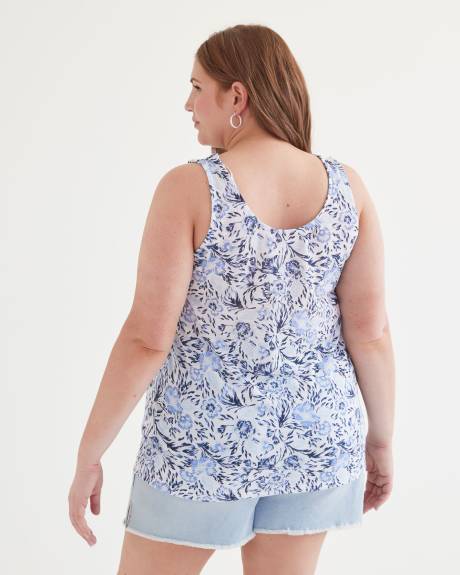 Camisole avec encolure en U et bretelles élastiques, mélange de lin