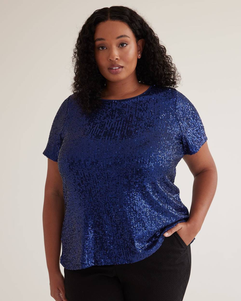 Short Sleeve Sequins Swing Top Penningtons