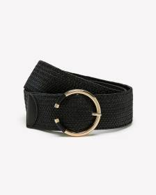 Black Braided Stretch Belt with Circle Buckle