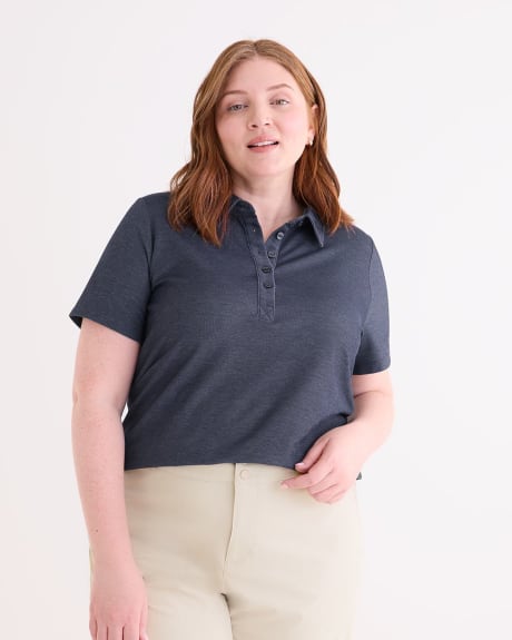 Short Sleeve Polo Top, Heather Blue - Active Zone