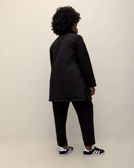 Black Padded Sherpa Coat