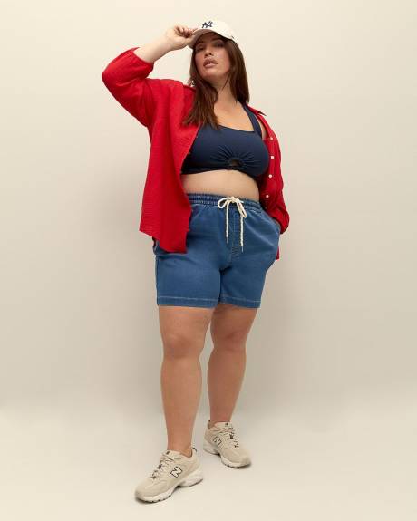 Buttoned Down Shirt with 3/4 Balloon Sleeves