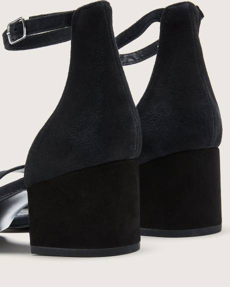Wide Width, Irene Black Suede Block Heel Sandal - Steve Madden