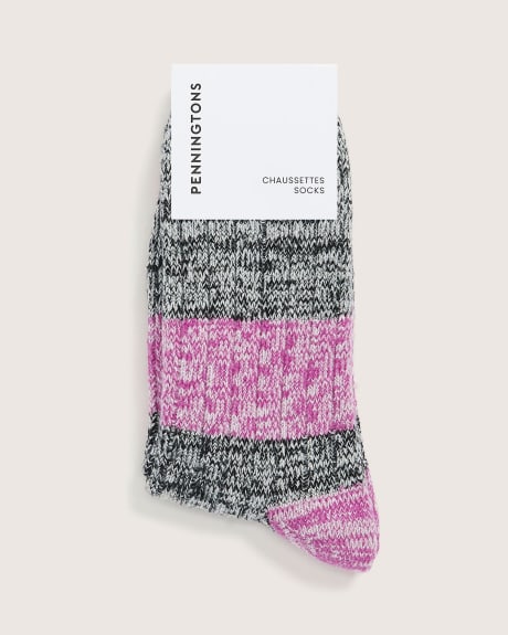 Novelty Purple and Grey Colourblock Socks