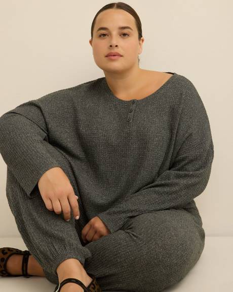 Pantalon de jogging en tricot gaufré brossé - ti Voglio Pantalon de jogging en tricot gaufré brossé - ti Voglio