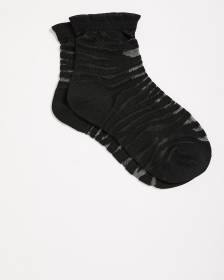 Chaussettes courtes noires en maille à motif zébré
