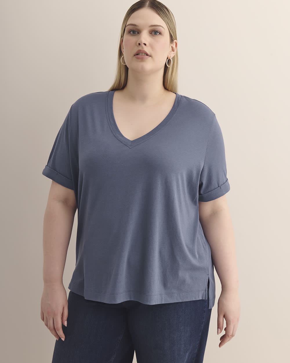 Responsible, Boyfriend-Fit V-Neck Tee - PENN. Essentials Responsible, Boyfriend-Fit V-Neck Tee - PENN. Essentials
