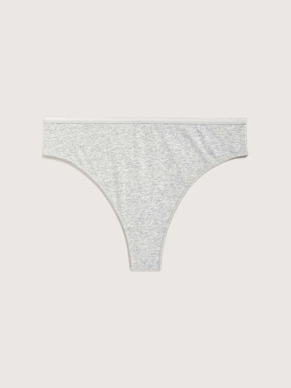 Heathered Cotton Thong Panty - Addition Elle