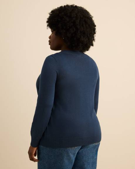 Responsible, Buttoned-Down Cotton Blend Crewneck Cardigan