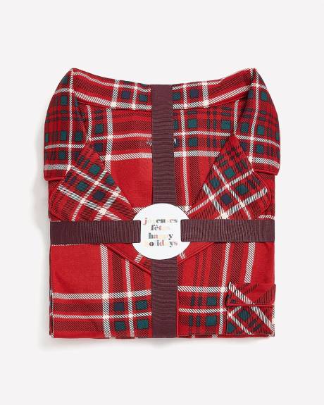 Ensemble-pyjama boxer brossé à carreaux rouges - ti Voglio