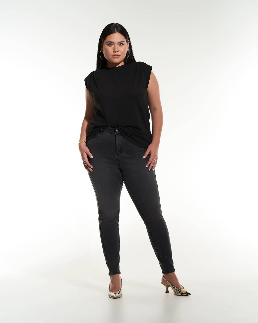 Dropped Shoulder Crew-Neck Knit Top - Addition Elle